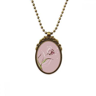 Imagem de DIYthinker Colar vintage de tulipa pintado à mão com pingente de contas