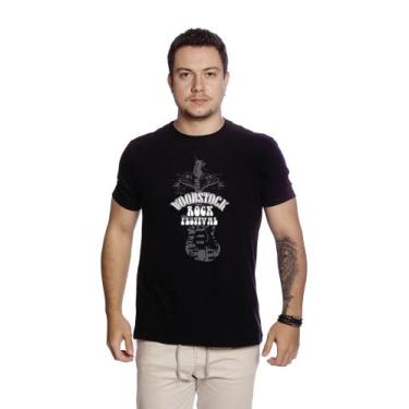 Imagem de Camiseta Casual Masculina Estampada 3 Rock N Roll Leve Confortável Bás