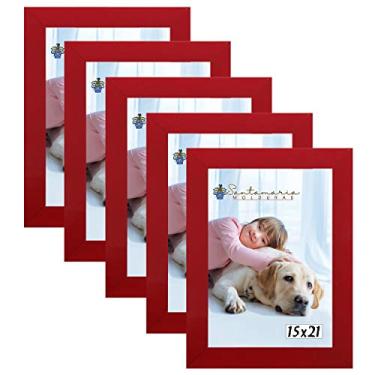 Imagem de Kit 5 Molduras Porta Retrato 15X21 Vermelho