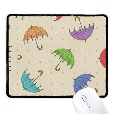 Imagem de Tapete de borracha para jogos Umbrella Cloud Rain Drip Sun Mousepad com borda costurada