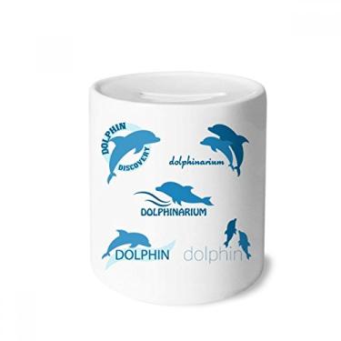 Imagem de Caixa de moedas de cerâmica para cofrinho com biologia de golfinho do oceano azul presente