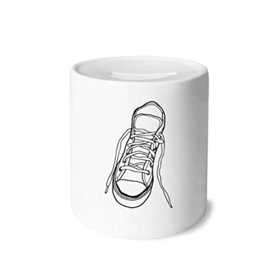 Imagem de DIYthinker Caixa de moeda branca pintada para dinheiro caixa de cerâmica porta-moedas presente de cofrinho