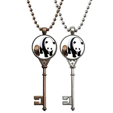 Imagem de OFFbb-USA Colar de chaveiro com pingente de estatura de panda e leão para decoração de casal