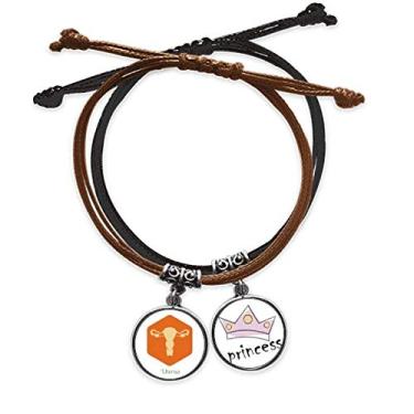 Imagem de DIYthinker Pulseira de couro com corrente de mão para órgãos internos do corpo, pulseira de princesa