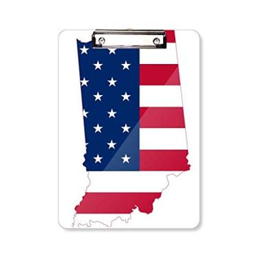 Imagem de Illinois EUA Mapa Estrelas Listras Bandeira Forma Prancheta Pasta Prancheta Bloco de Escrita Placa de Apoio A4