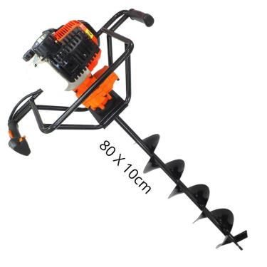 Imagem de Perfurador de Solo Profissional Vulcan Trent VPS520 á Gasolina 2 Tempos 52cc 2,5hp com Broca 80x10cm e Pino Trava Ideal Para o Plantio na Agricultura