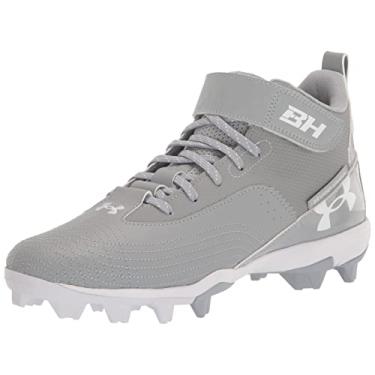 Imagem de Under Armour Harper 7 Chuteira de beisebol masculina de borracha moldada, (101) Cinza beisebol/cinza beisebol/branco, 41