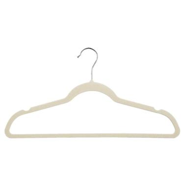 Imagem de Cabide Veludo Slim Bege Kit 10 pçs
