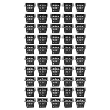 Imagem de 50 pçs pote de malha de hidroponia, pote de rede de hidroponia quadrado cultivo sem solo cesta de cultivo de plantas de flores para estufa (preto)