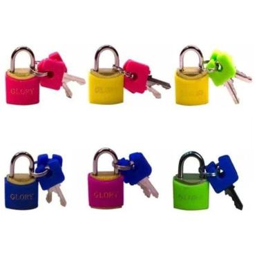 Imagem de Kit 12 Cadeado Pequeno 25Mm Cartela Cadeado Glory Colorido