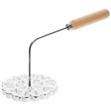 Imagem de Kichvoe Moldes Bunuelos com alça: Rosetas Timbale de liga de alumínio e moldes de waffle, 32 cm, para fritar bolos de vegetais waffle bolos de camarão e panquecas