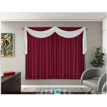 Imagem de Cortina Quarto E Sala 2,00 X 1,80 Vinho Lais Com Bando Cor:Vinho