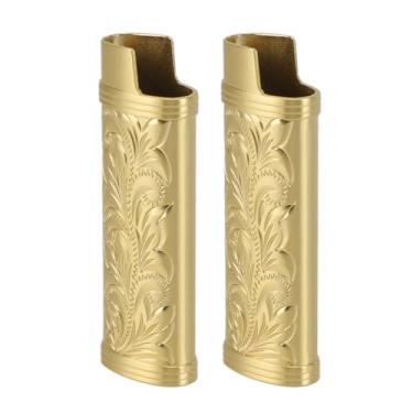Imagem de 2 PCS Estojo de Isqueiro Fortune Flower Médio Estojo de Isqueiro Pequeno Vintage Estojo de Isqueiro Cor Dourada (Ouro)