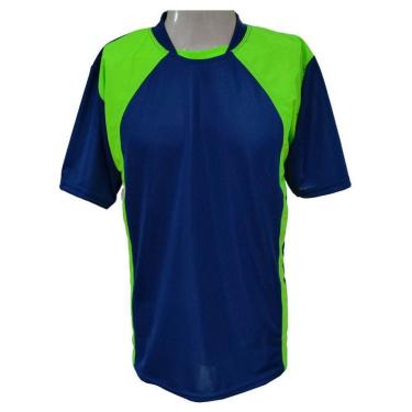 Imagem de Jogo de Uniforme Completo 20+2 Azul Marinho/Verde Limão