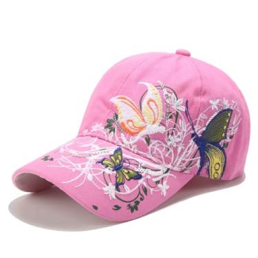 Imagem de Boné de beisebol feminino bordado borboleta lantejoulas flores borboleta lantejoulas bordado boné de beisebol, rosa, M