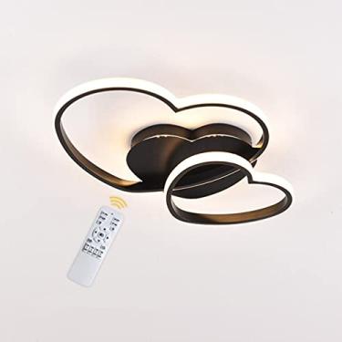 Imagem de Plafon LED regulável de 40 W, design moderno preto em forma de coração, abajur de metal com abajur acrílico com design de coração amor, plafon para quarto, sala de jantar, cozinha, abajur de