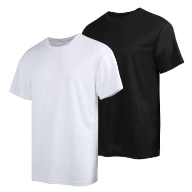 Imagem de LeeHanTon Camiseta masculina de manga curta para academia e treino casual, Pacote com 2, preto e branco, GG