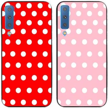 Imagem de 2 peças de capa de telefone traseira de silicone em gel TPU com bolinhas vermelhas e rosa para Samsung Galaxy All Series (Galaxy A7 2018)