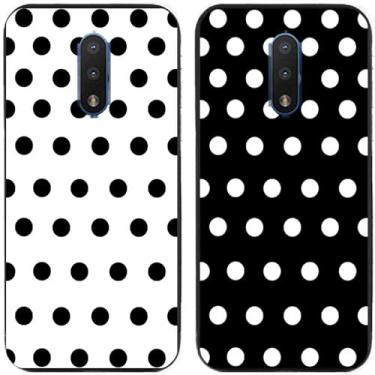 Imagem de 2 peças preto branco bolinhas impressas TPU gel silicone capa de telefone traseira para Nokia todas as séries (Nokia C2 Tava)