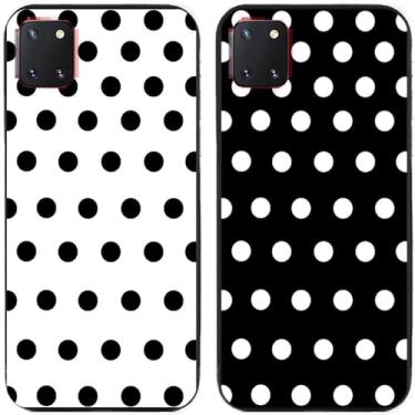 Imagem de 2 peças preto branco bolinhas impressas TPU gel silicone capa de telefone traseira para Samsung Galaxy todas as séries (Galaxy Note 10 Lite)