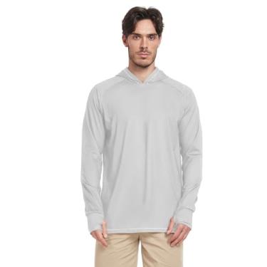 Imagem de Camisa de sol cinza claro masculina manga longa secagem rápida FPS 50 + camisas de sol masculinas Rash Guard Sailing Rash Guard, Cinza-claro, P