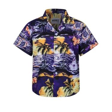 Imagem de MOHEZ Camisetas havaianas para meninos pequenos e grandes, manga curta, verão, praia, tropical, casual, Aloha Luau, camisetas para crianças, Roxo (purple11), 13-14 Anos