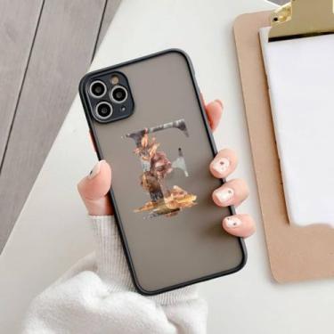 Imagem de Capa de telefone com letra inicial para iPhone 11 13 12 14 15 Pro Max 7 8 Plus SE2 XR XS Retro Flower Gold AB 26 letras Capa à prova de choque, F, para iphone14 pro