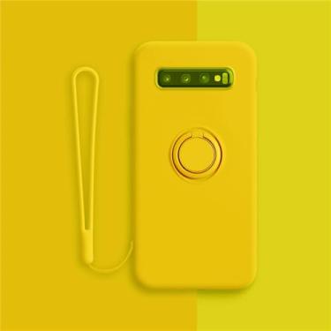 Imagem de Capa de silicone macio para Samsung Galaxy S10 Plus S21 S20 FE Ultra S Note 20 9 10 S9 S8 S10E E Note20 Note9 Suporte de suporte de anel de capa, amarelo, para Samsung S21 Plus