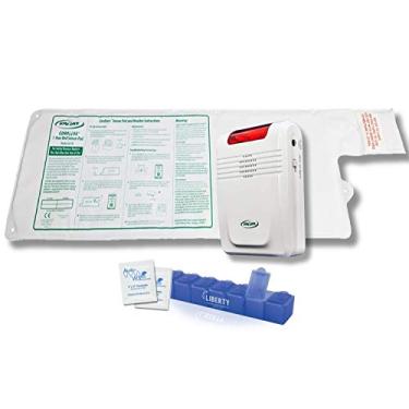 Imagem de Sistema de alarme para cama sem fio Smart Caregiver – Almofada de alarme para cama grande e sem fio (50,8 cm x 76,2 cm) com monitor de alerta remoto, 10 lenços de limpeza individuais e caixa de comprimidos de 7 dias Liberty