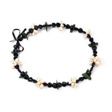 Imagem de Pingyongchang Colar de formatura Kukui Nut Leis colar de acrílico grosso havaiano Leis com laço de fita, acessórios de festa de formatura de faculdade para mulheres e homens, presente de formatura,