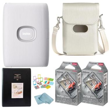 Imagem de BluebirdSales Fujifilm Instant Mini Link 2 Impressora para Smartphone + Filme Fuji Stone Gray (20 folhas) Kit de acessórios para fotos (molduras + álbum), estojo de transporte + pano de limpeza de