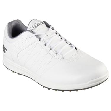 Imagem de Skechers Tênis de golfe masculino Pivot Spikeless, Branco/Cinza, 8 Wide