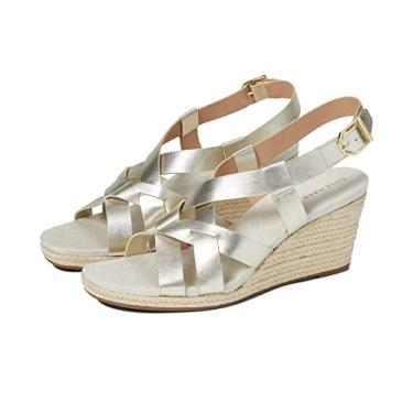 Imagem de Cole Haan Sandália feminina de cunha de cristal, 70 mm, Couro dourado, 39