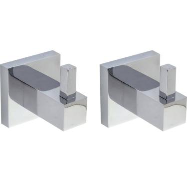 Imagem de Cabide Gancho Kit Com 2 Vogue Luxo Inox Cromado Porta Toalha