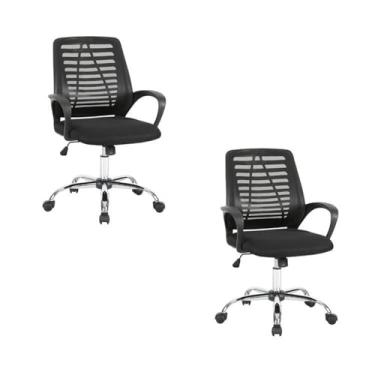 Imagem de Kit 2 Cadeiras para Escritório Diretor Tela Mesh Toronto Preto
