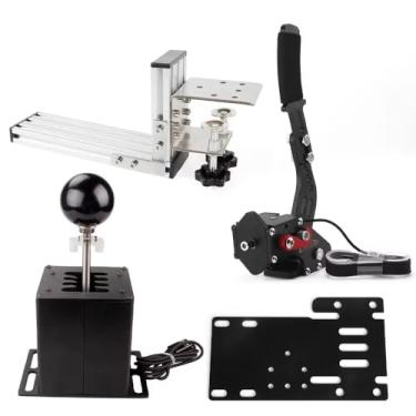 Imagem de PC USB Simulator Shifter 64 Bit Handbrake with Clamp L Shape Lever Kit,Steering Wheel Sequential H Gear Shifter 7+R Compatible with ATS ETS Dust WRC Sim Racing Games Compatible with G29 G27 G25 G920