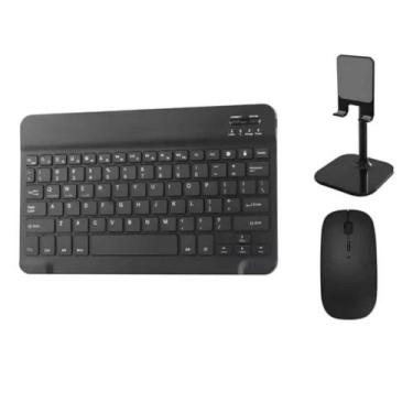 Imagem de Kit Teclado Recarregável e Mouse + Suporte Tablet/ Celular - Keyboard,