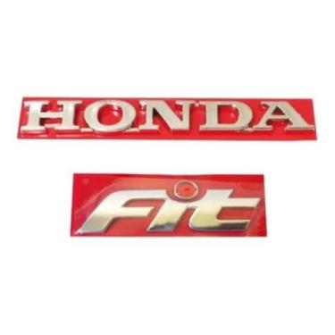 Imagem de kit emblema letreiro duas peças escrita Honda Fit porta-mala com pingo