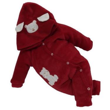 Imagem de Macacão Longo Plush Bebê Menino Inverno Capuz Bordado 2100 - AG Baby, 