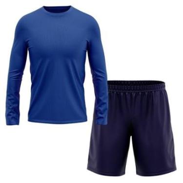 Imagem de Kit Short + Camiseta Masculina Manga Longa Segunda Pele Esporte Treino-Masculino