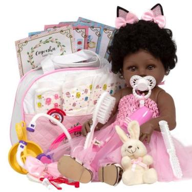 Imagem de Bebe Tipo Reborn Princesa Negra Bailarina Com Bolsa 25 Itens - Cegonha