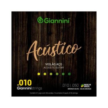 Imagem de  Encordoamento Para Violão Aço .010 Giannini GESWAM Acústico Bronze 65