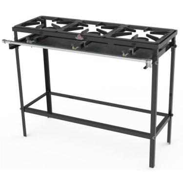 Imagem de Fogão Alta Pressão Progás 3 Queimadores Simples e Grelhas Ferro Fundid