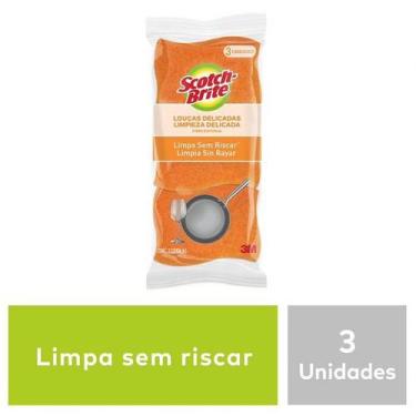 Imagem de Kit com 3 Esponja Louças Delicadas SCOTCH Brite Laranja - 3M