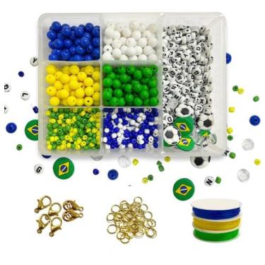 Imagem de Kit Miçanga Infantil Brasil Copa Do Mundo 1386pçs Pulseira - Adb