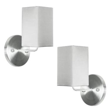 Imagem de Kit 2 Arandela De Cupula Quadrada Shantung Cinza - MARRYLUZ