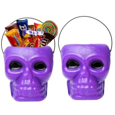 Imagem de Kit 2 Potes de Caveira dia das Bruxas Decoração Festa Roxo - Toy Maste