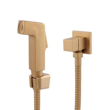 Imagem de Ducha Higiênica De Banheiro Luxo Quadrada Metal Dourado Fosco - Só Aca