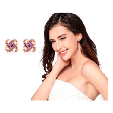 Imagem de Brincos Feminino Flor Pedras Strass Sobrepor Delicado Festa - anjo da 
