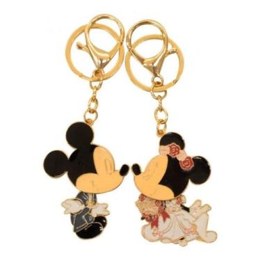 Imagem de 2 Chaveiros Noivos Namorados Mickey Minnie 5cm Disney